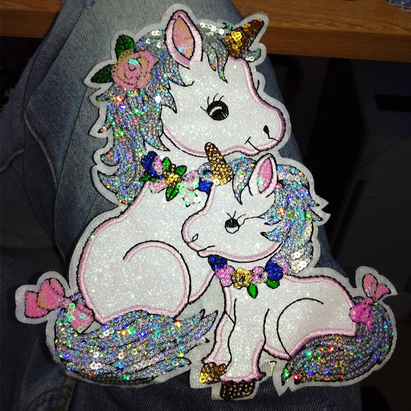 Streetwear Brand Stickers - DIY Cloth Unicorn Patch Sequin Applique