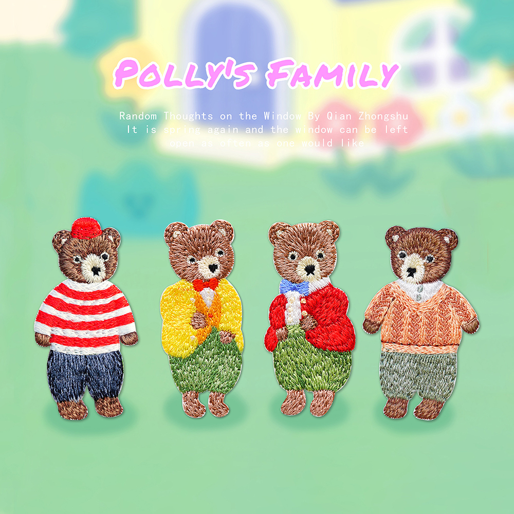 Streetwear Brand Stickers - AHYONNIEX Bear Family Embroidery Patches for