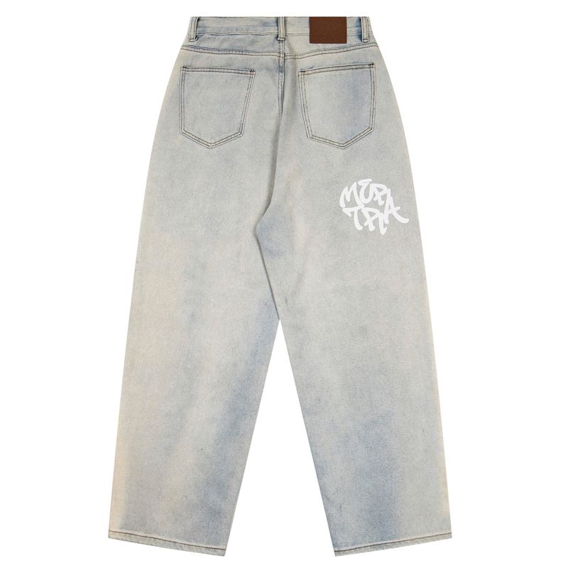 Streetwear Brand Jeans - American Style Distressed Letter Print Mertre