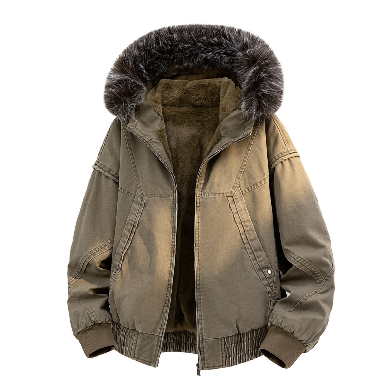 Streetwear Brand Hoodie - High-end Fur Collar Hooded Parkas Y2k