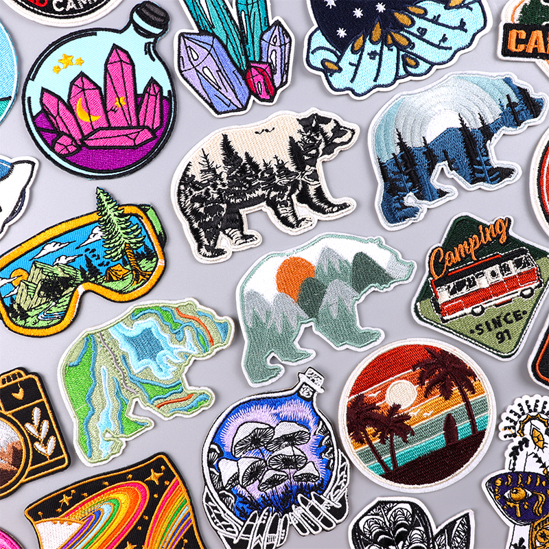 Streetwear Brand Stickers - Animal Mountains Applique Embroidered Patches For