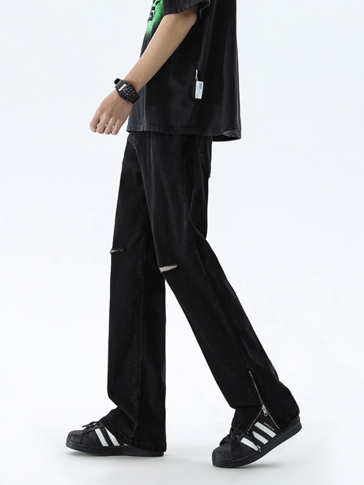 Streetwear Brand Denim - Bla Ripped Jeans Men's Summer Thin