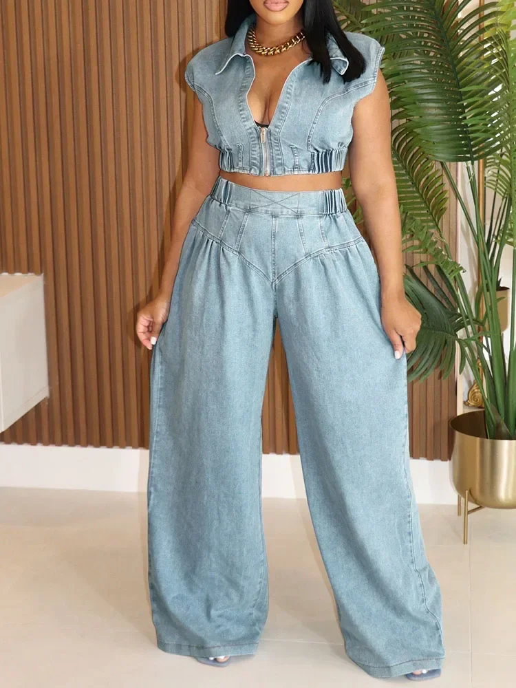 Streetwear Denim Sets Women 2  - Streetwear Brand Pants 评论和价格