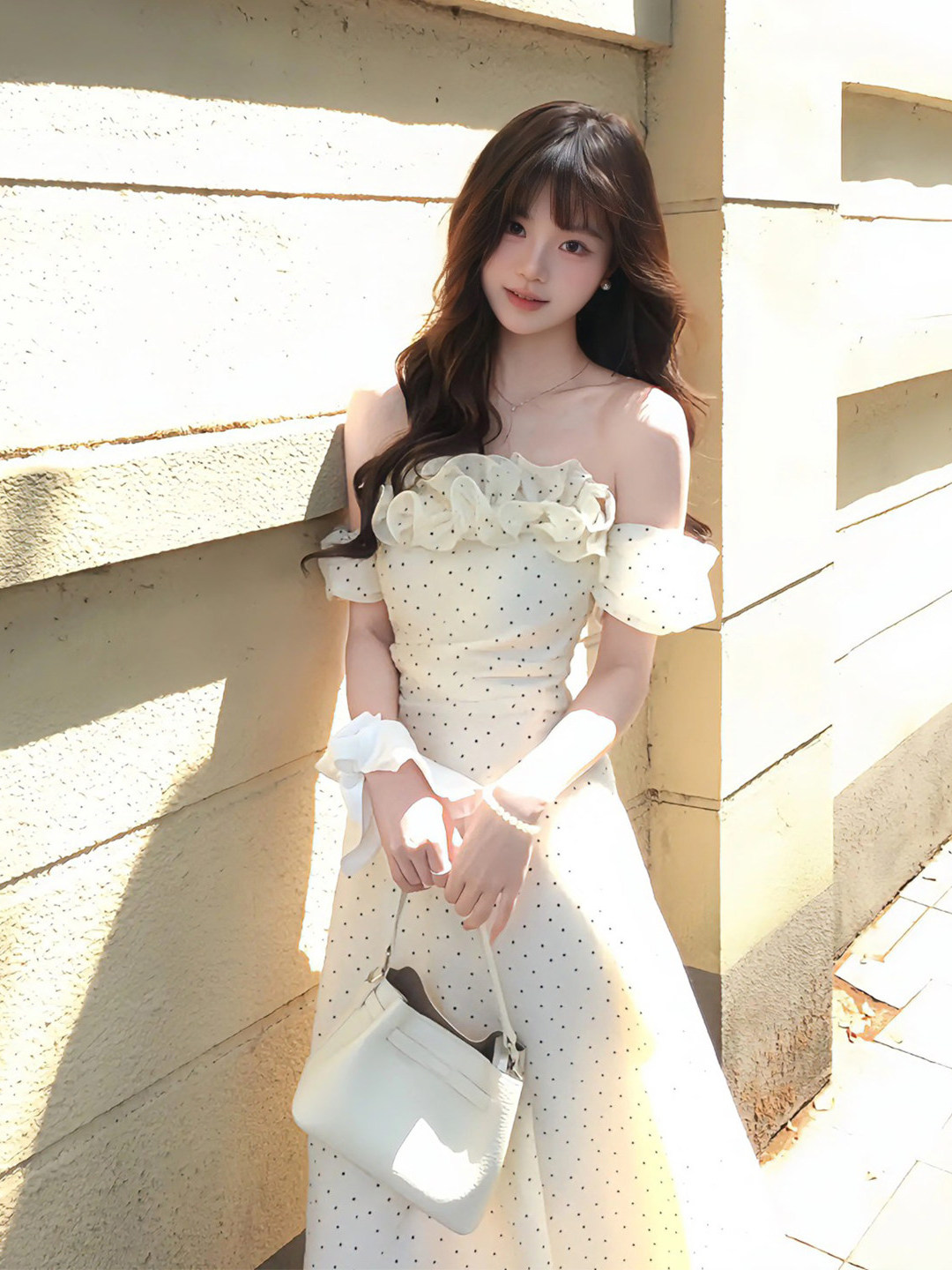 French Style Off-Shoulder Long - Off White Belt 评论和价格