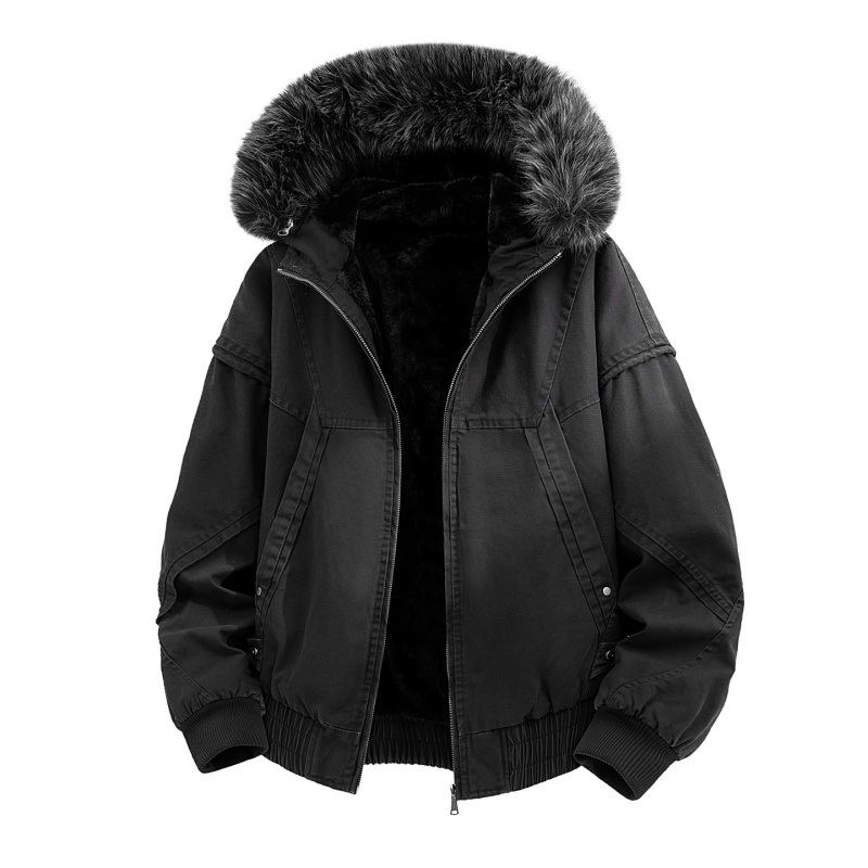 High-end Fur Collar Hooded Par - Streetwear Brand Hoodie 评论和价格