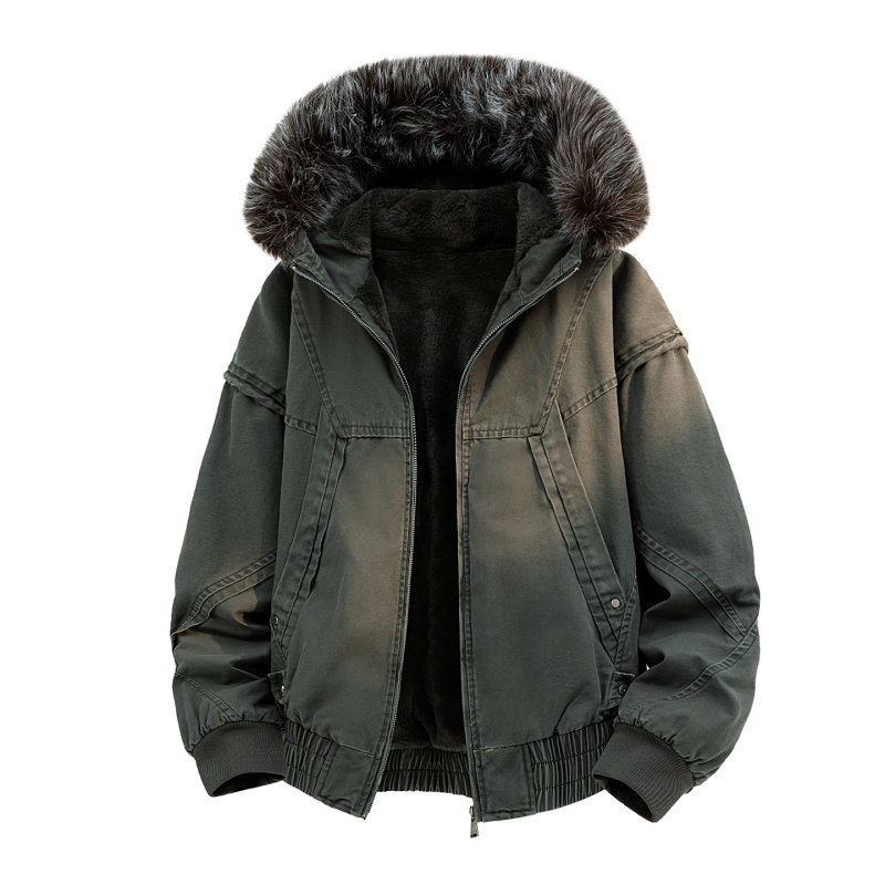 High-end Fur Collar Hooded Par - Streetwear Brand Hoodie 评论和价格