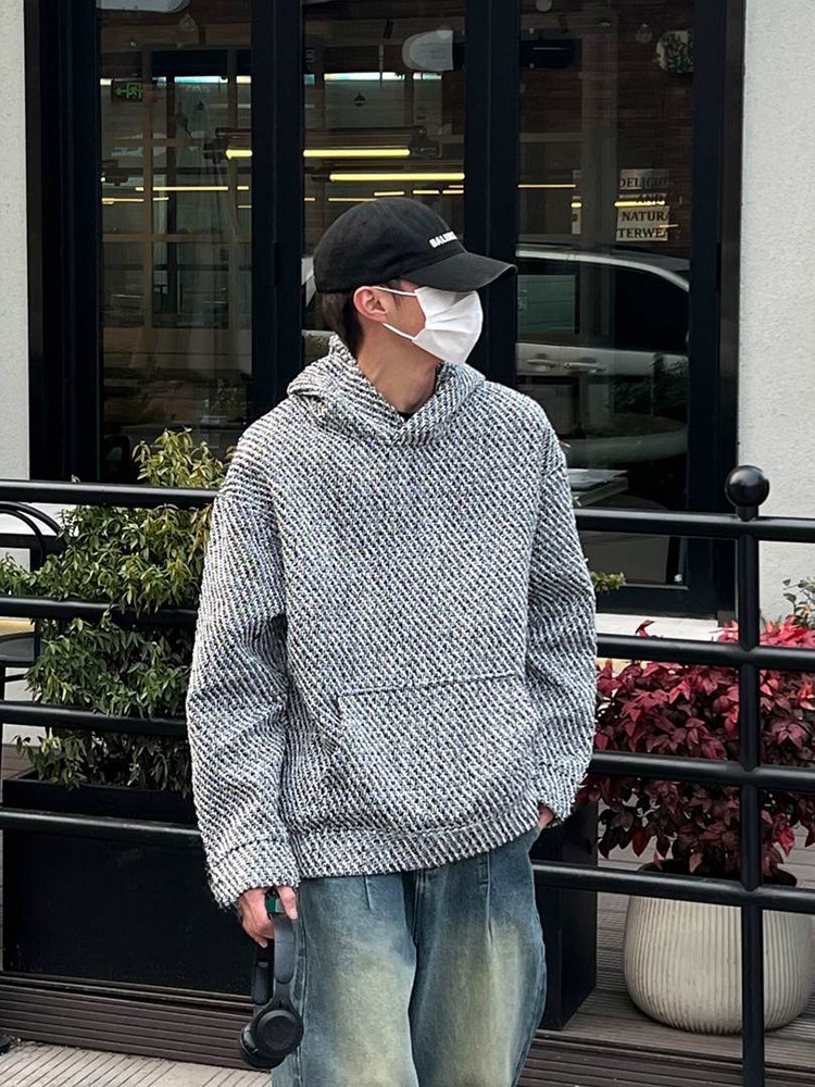 American Retro Knitted Hoodie  - Streetwear Brand With Flowers 评论和价格