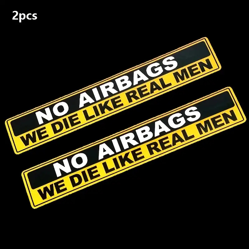 2pcs Caution NO AIRBAGS We Die - Streetwear Brand Stickers 评论和价格