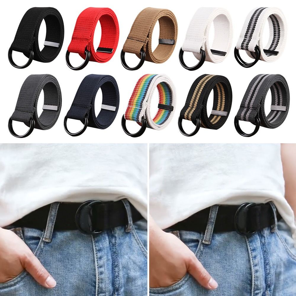 Men Women Nylon Braided Canvas - Off White Belt 评论和价格