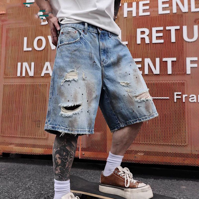 KIDWHXR Men's Denim Short Scon - Streetwear Brand Pants 评论和价格