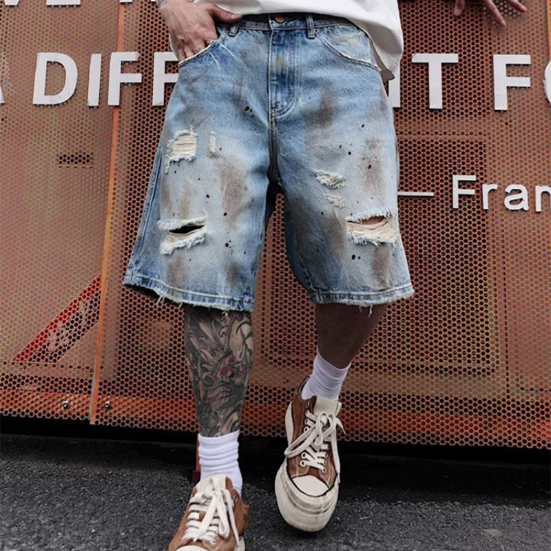 KIDWHXR Men's Denim Short Scon - Streetwear Brand Pants 评论和价格