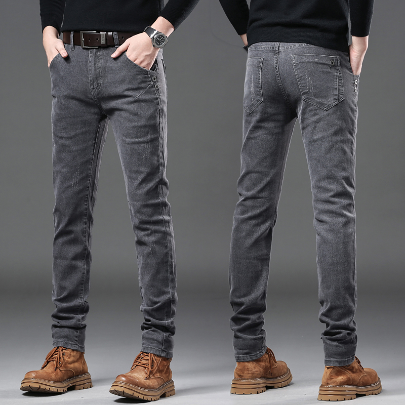 New Pure Gray Korean Slim Jean - Streetwear Brand Denim 评论和价格