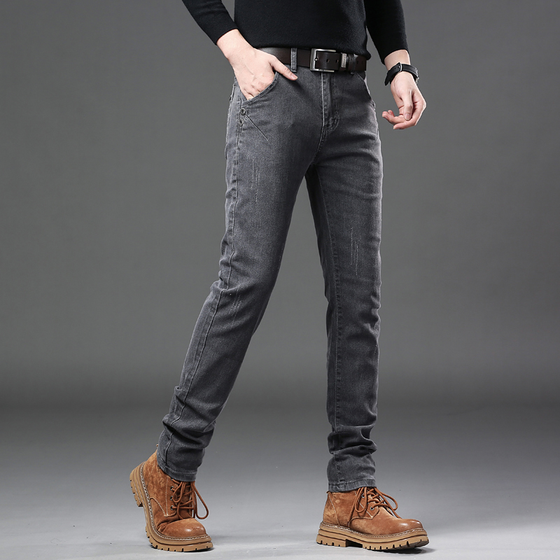 New Pure Gray Korean Slim Jean - Streetwear Brand Denim 评论和价格