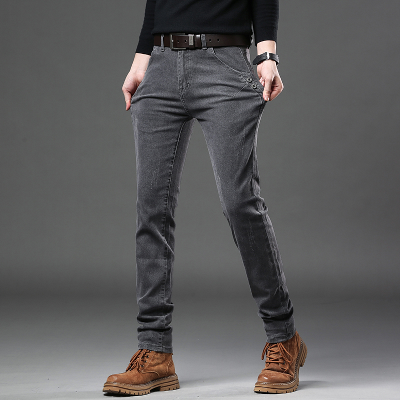 New Pure Gray Korean Slim Jean - Streetwear Brand Denim 评论和价格