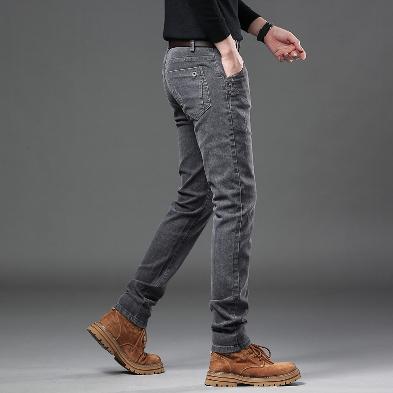New Pure Gray Korean Slim Jean - Streetwear Brand Denim 评论和价格