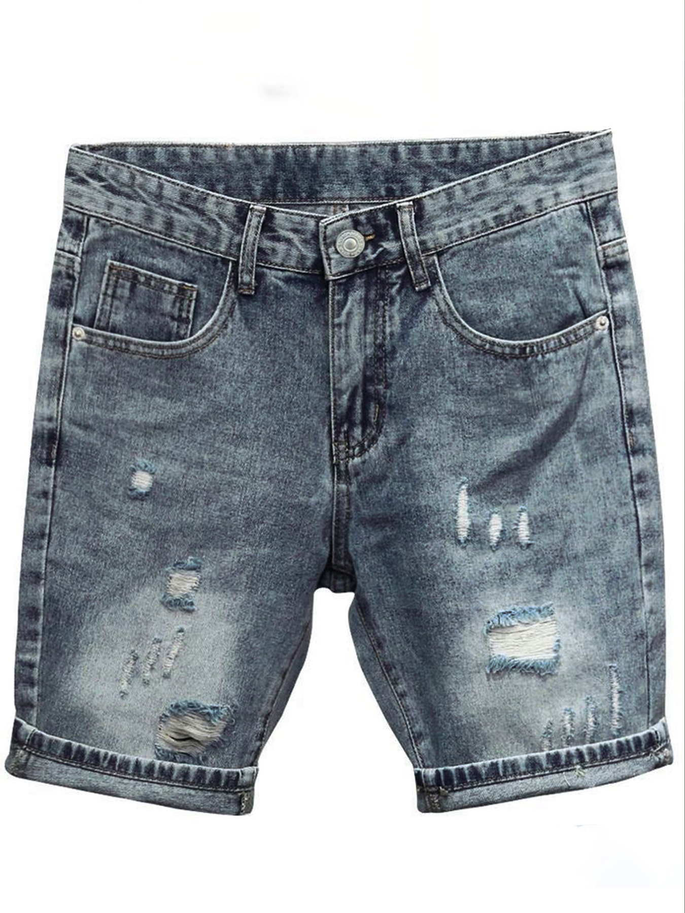 Light Blue Denim Shorts Men's  - Streetwear Brand Pants 评论和价格