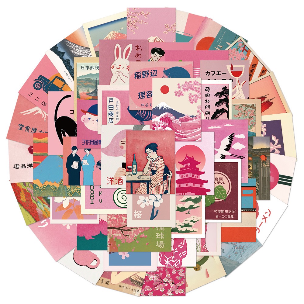 10/50pcs Vintage Pink Japanese - Streetwear Brand Stickers 评论和价格