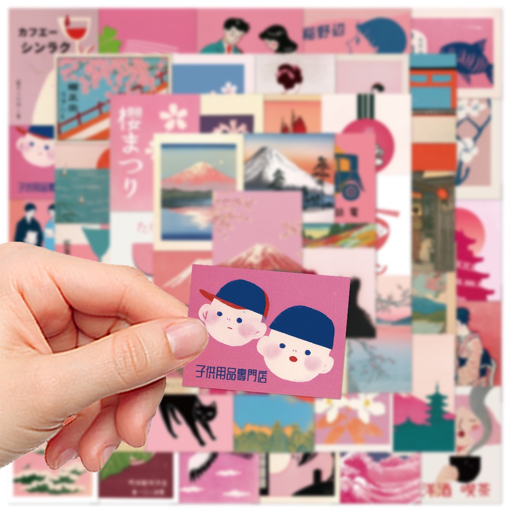 10/50pcs Vintage Pink Japanese - Streetwear Brand Stickers 评论和价格