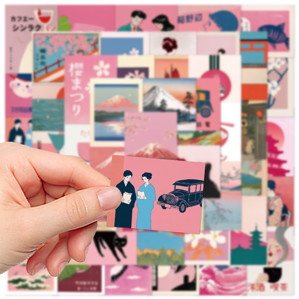 10/50pcs Vintage Pink Japanese - Streetwear Brand Stickers 评论和价格
